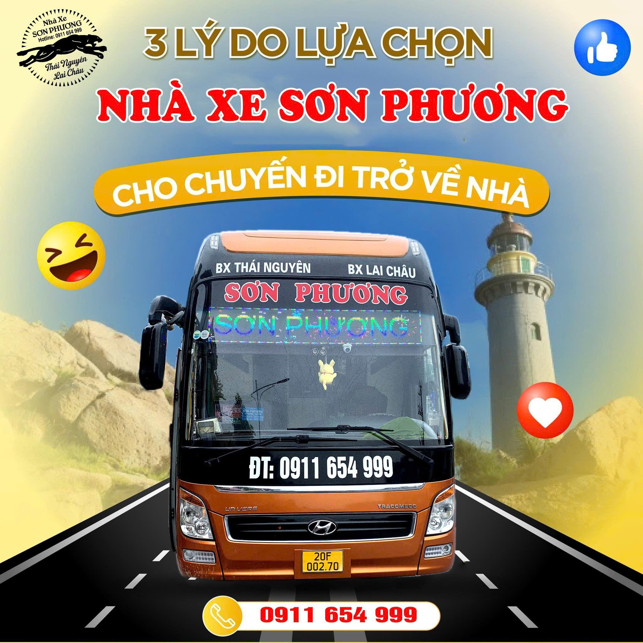 Xe khách Sơn Phương Sông Công đi Lào Cai (Phố Mới, Phố Lu, Cốc San). Đặt xe 0961 20 2525